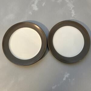 Vintage Set of Two Denby England Stoneware Dinner Plate 10” Neutral Gray Brown